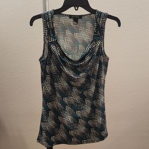 White House Black Market Teal Herringbone Top, Size S